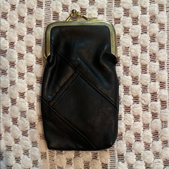 Vintage Handbags - NWOT Vintage Black Leather Coin/Cigarette Purse with Gold Kiss Lock Closure.